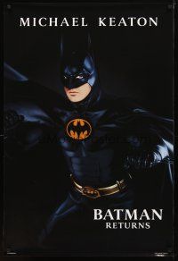 2b096 BATMAN RETURNS undated teaser 1sh '92 cool image of Michael Keaton as Batman!