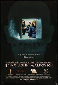 2b108 BEING JOHN MALKOVICH DS 1sh '99 Spike Jonze directed, Cusack, Cameron Diaz, Catherine Keener!