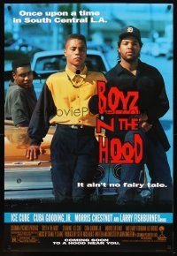 2b126 BOYZ N THE HOOD advance 1sh '91 Cuba Gooding Jr., Ice Cube, Morris Chestnut!