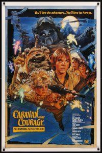 2b150 CARAVAN OF COURAGE style B int'l 1sh '84 An Ewok Adventure, Star Wars, art by Drew Struzan!