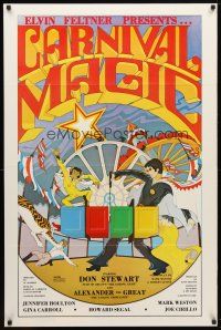 2b152 CARNIVAL MAGIC 1sh '81 Don Stewart, talking chimpanzee, cool circus artwork!