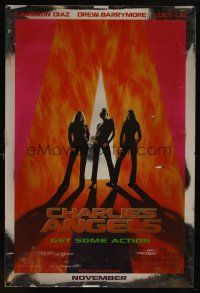 2b164 CHARLIE'S ANGELS heavy stock foil advance 1sh '00 Cameron Diaz, Drew Barrymore & Lucy Liu!