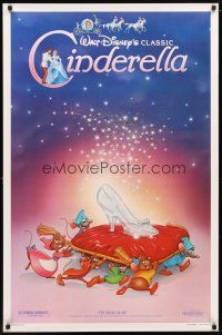 2b175 CINDERELLA 1sh R87 Walt Disney classic romantic musical cartoon, great art of slipper!