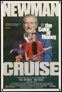 2b183 COLOR OF MONEY 1sh '86 Robert Tanenbaum artwork of Paul Newman & Tom Cruise playing pool!