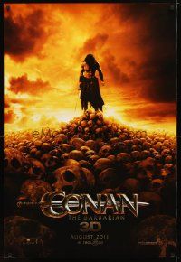 2b188 CONAN THE BARBARIAN teaser DS 1sh '11 Jason Momoa in title role on heap of skulls!