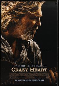 2b200 CRAZY HEART advance DS 1sh '09 great image of country music singer Jeff Bridges!