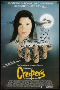 2b201 CREEPERS 1sh '85 Dario Argento, cool art of Jennifer Connelly with bugs in hand!