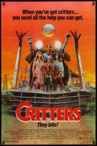 2b205 CRITTERS 1sh '86 great completely different art of cast & monsters by Ken Barr!
