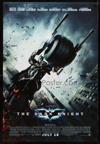 2b217 DARK KNIGHT advance DS 1sh '08 cool image of Christian Bale as Batman on motorcycle!