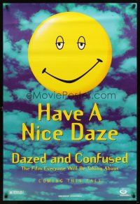 2b232 DAZED & CONFUSED style A teaser 1sh '93 Milla Jovovich, McConaughey, great happy face image!