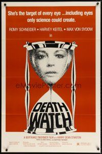 2b238 DEATH WATCH 1sh '80 Le Mort en Direct, Romy Schneider, Harvey Keitel, cool hourglass art!
