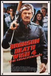 2b239 DEATH WISH 4 1sh '87 great close up image of tough Charles Bronson with assault rifle!