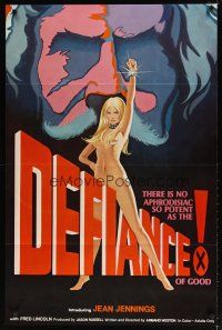 2b242 DEFIANCE OF GOOD 1sh '74 Jean Jennings, Fred J. Lincoln, cool sexy artwork!