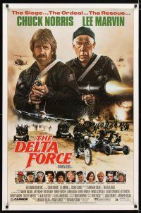 2b244 DELTA FORCE 1sh '86 cool art of Chuck Norris & Lee Marvin firing guns by S. Watts!