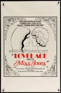 2b519 LOVELACE MEETS MISS JONES 1sh '75 art of Linda Lovelace & Georgina Spelvin!