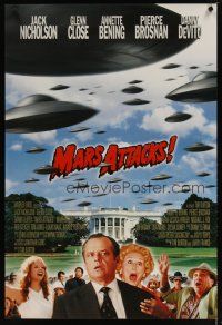 2b532 MARS ATTACKS! advance 1sh '96 directed by Tim Burton, Jack Nicholson, Glenn Close, Brosnan!