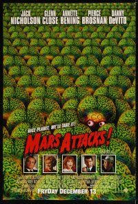 2b533 MARS ATTACKS! advance DS 1sh '96 directed by Tim Burton, great image of many alien brains!