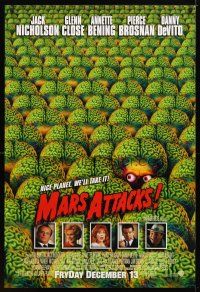 2b531 MARS ATTACKS! advance 1sh '96 directed by Tim Burton, great image of many alien brains!