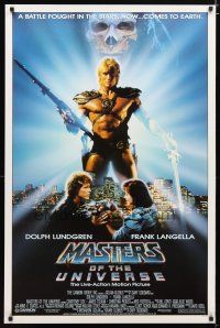 2b538 MASTERS OF THE UNIVERSE 1sh '87 great image of Dolph Lundgren as He-Man!