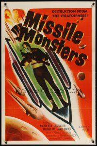 2b554 MISSILE MONSTERS 1sh '58 aliens bring destruction from the stratosphere, wacky sci-fi art!