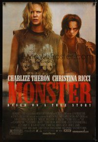 2b558 MONSTER DS 1sh '04 Christina Ricci, image of Charlize Theron as serial killer!