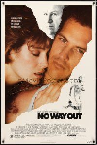 2b580 NO WAY OUT 1sh '87 close up of Kevin Costner & Sean Young, Gene Hackman