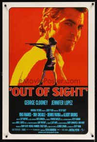 2b590 OUT OF SIGHT DS 1sh '98 Steven Soderbergh, cool image of George Clooney, Jennifer Lopez!