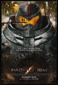 2b591 PACIFIC RIM advance DS 1sh '13 Guillermo del Toro directed sci-fi, Charlie Hunnam, Idris Elba