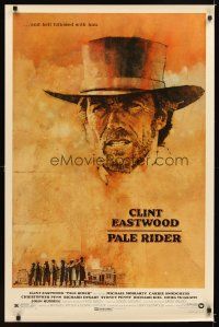 2b592 PALE RIDER 1sh '85 great artwork of cowboy Clint Eastwood by C. Michael Dudash!