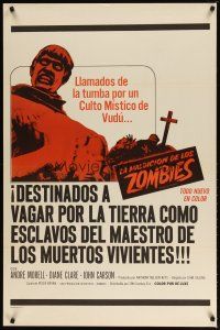 2b606 PLAGUE OF THE ZOMBIES Spanish/U.S. 1sh '66 Hammer horror, great undead monster image!