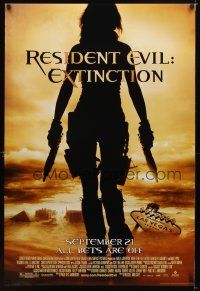 2b644 RESIDENT EVIL: EXTINCTION advance DS 1sh '07 silhouette of zombie killer Milla Jovovich!