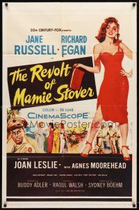 2b655 REVOLT OF MAMIE STOVER 1sh '56 full-length artwork of super sexy Jane Russell!
