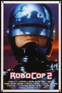 2b657 ROBOCOP 2 int'l 1sh '90 great close up of cyborg policeman Peter Weller, sci-fi sequel!
