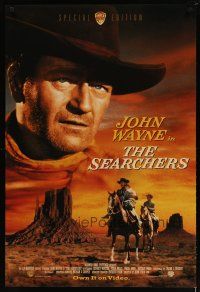 2b677 SEARCHERS video 1sh R98 image of John Wayne over Monument Valley, John Ford!