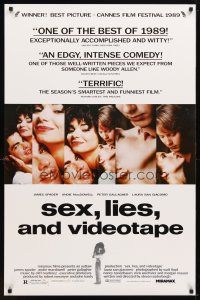 2b683 SEX, LIES, & VIDEOTAPE 1sh '89 James Spader, Andie MacDowell, Steven Soderbergh directed!
