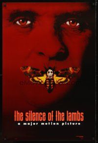 2b693 SILENCE OF THE LAMBS style B teaser 1sh '90 creepy Anthony Hopkins with moth over mouth!