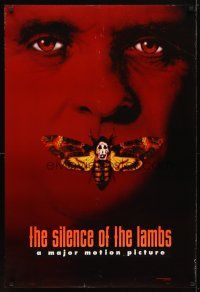 2b694 SILENCE OF THE LAMBS style B teaser DS 1sh '90 creepy Anthony Hopkins with moth over mouth!