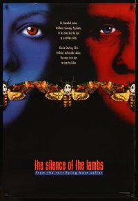 2b695 SILENCE OF THE LAMBS style C teaser 1sh '90 Foster & Hopkins both w/ moths over mouths!