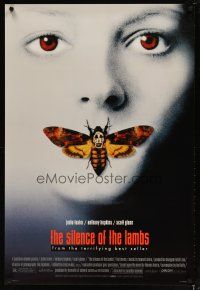 2b697 SILENCE OF THE LAMBS style D DS 1sh '90 great image of Jodie Foster w/moth over mouth!