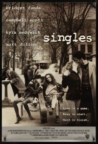 2b699 SINGLES 1sh '92 Matt Dillon, Bridget Fonda, Campbell Scott, Kyra Sedgwick!