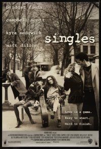 2b700 SINGLES DS 1sh '92 Matt Dillon, Bridget Fonda, Campbell Scott, Kyra Sedgwick!