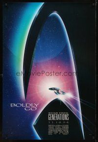 2b732 STAR TREK: GENERATIONS advance 1sh '94 cool sci-fi art of the Enterprise, Boldly Go!