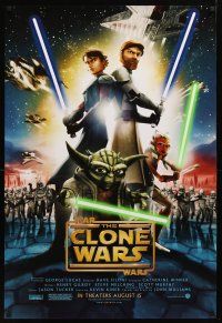 2b738 STAR WARS: THE CLONE WARS advance DS 1sh '08 art of Anakin Skywalker, Yoda, & Obi-Wan Kenobi!