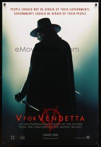 2b805 V FOR VENDETTA teaser DS 1sh '05 Wachowski Bros, cool silhouette of Hugo Weaving!