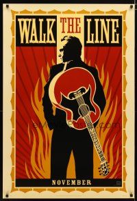 2b813 WALK THE LINE light november style A teaser 1sh '05 art of Joaquin Phoenix as Johnny Cash!