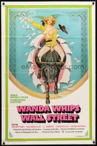 2b817 WANDA WHIPS WALL STREET 1sh '82 great Tom Tierney art of Veronica Hart riding bull, x-rated!
