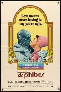 2c008 ABOMINABLE DR. PHIBES 1sh '71 Vincent Price, love means never having to say you're ugly