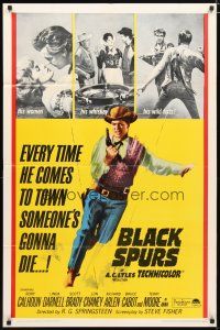 2c092 BLACK SPURS 1sh '65 every time Rory Calhoun comes to town, someone's gonna die!