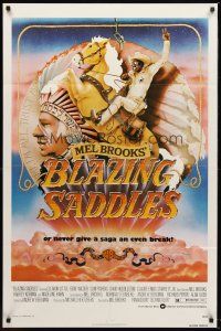 2c094 BLAZING SADDLES 1sh '74 classic Mel Brooks western, art of Cleavon Little by John Alvin!
