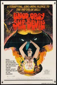 2c097 BLOOD ORGY OF THE SHE DEVILS 1sh '72 Ted V. Mikels, wild sexy horror art!